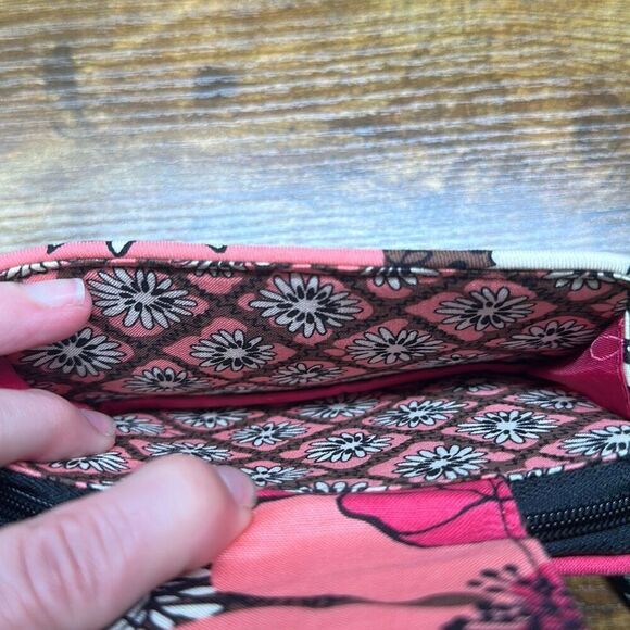Vera Bradley Mocha Rouge Wristlet Clutch Pink Black Wallet ID Holder - Picture 5 of 7